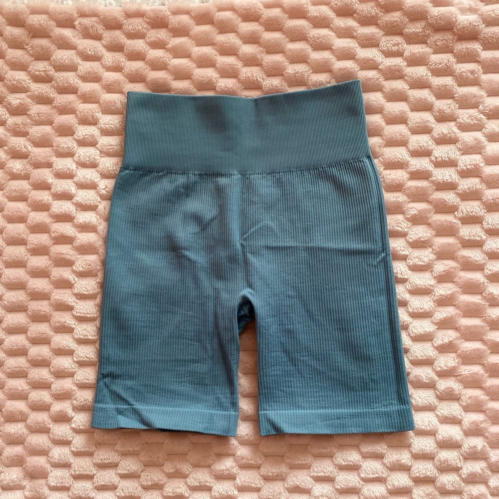 Womens Blue Gym Biker Shorts